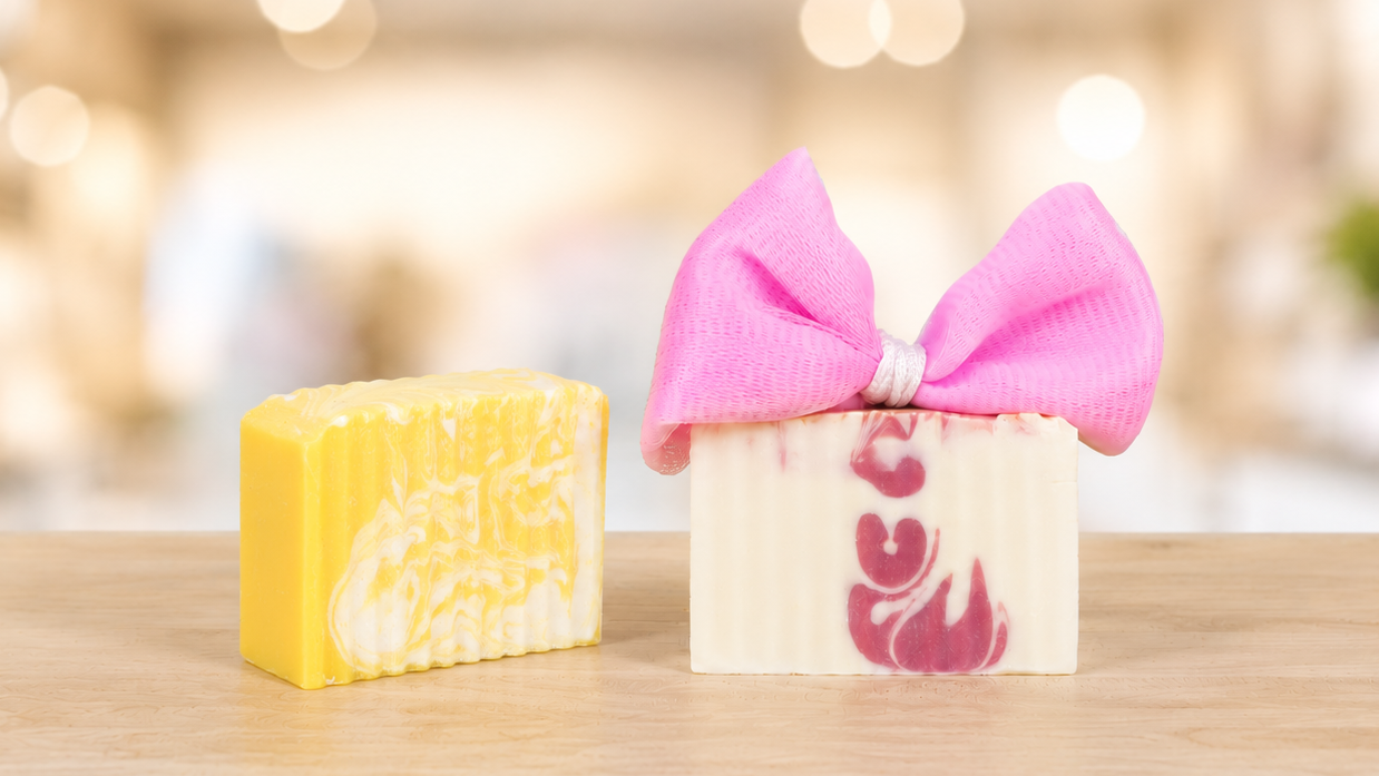 one Narcissist Soap Bar placed horizontally and another placed vertically next to it