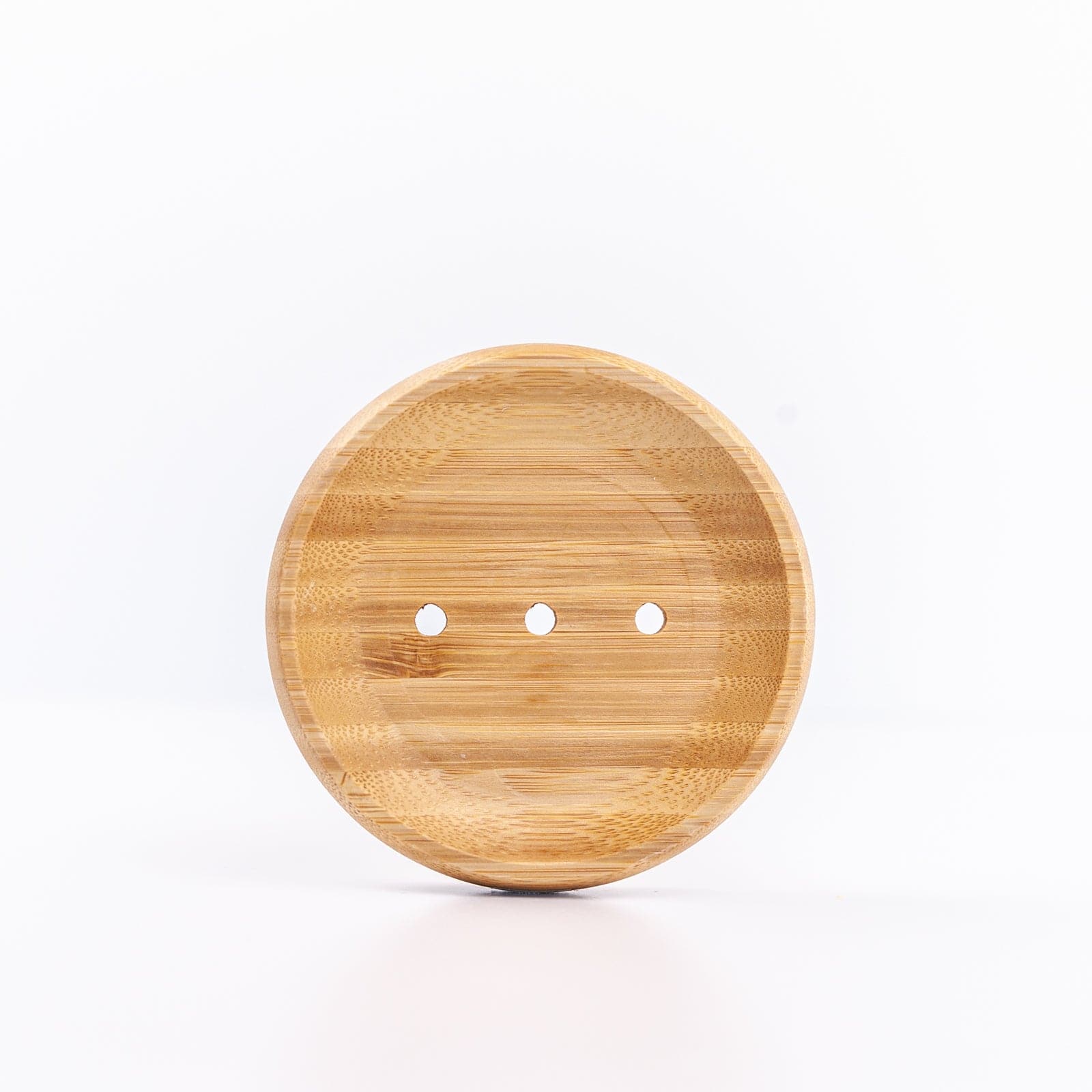 Round wooden soap dish rightside up